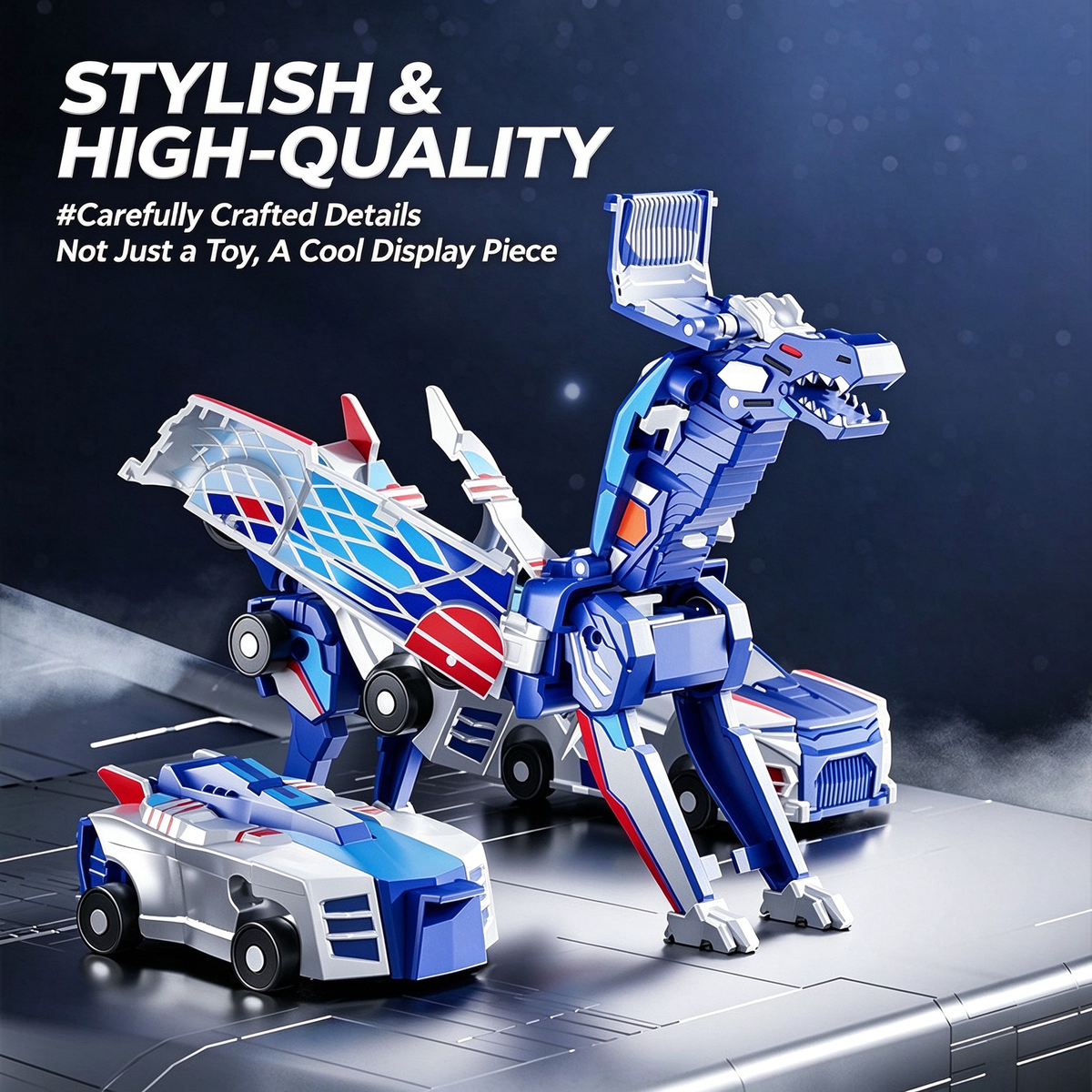 Silver Wing Dragon Magnetic Collision Transforming Car