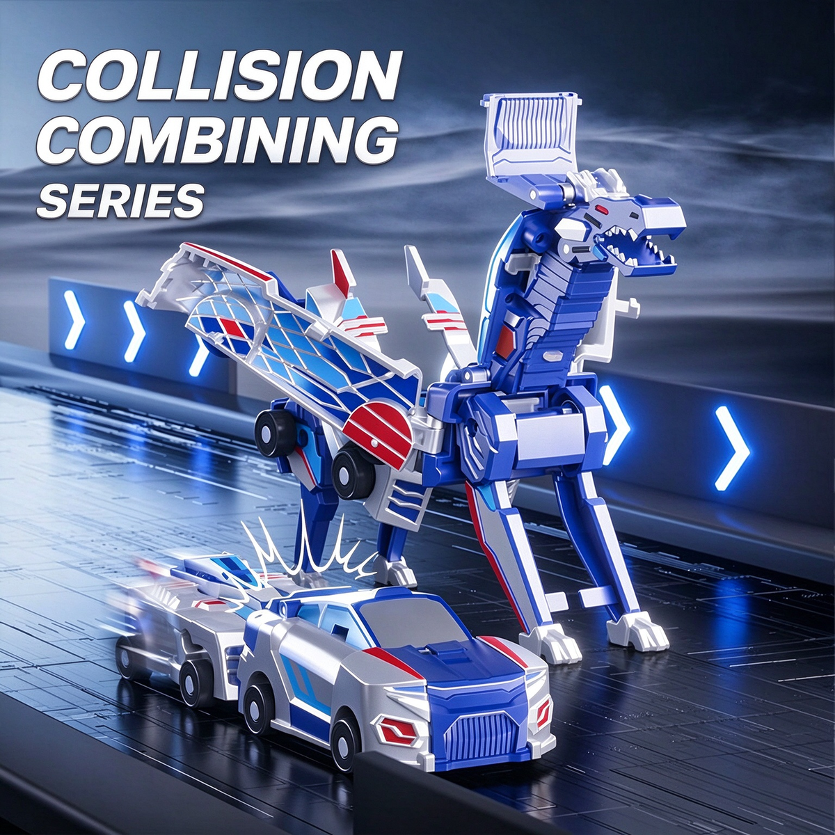 Silver Wing Dragon Magnetic Collision Transforming Car
