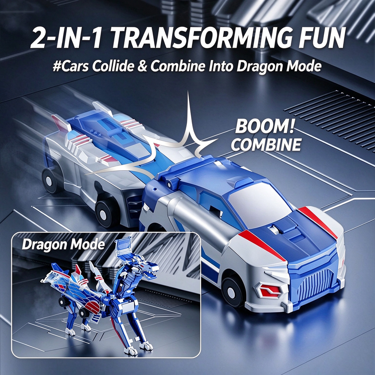 Silver Wing Dragon Magnetic Collision Transforming Car